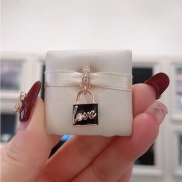 Rose Gold Love Padlock Charm - Picture 5 of 5